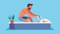 A man sitting in a hot tub with his feet on a submerged stationary bike pedaling to improve cardiovascular endurance Royalty Free Stock Photo
