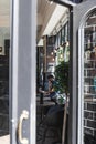 A man sitting inside the Joe & The Juice cafe in London Royalty Free Stock Photo