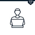 Man sitting laptop icon, outlined style Royalty Free Stock Photo