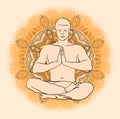 Man sitting in the lotus position doing yoga meditation Royalty Free Stock Photo