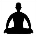 Man sitting in lotus position meditating. vector illustration