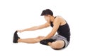 man sitting and making stretching exercises