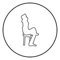 Man sitting pose with hands behinds head Young man sits on a chair with his leg thrown silhouette icon black color illustration