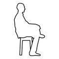 Man sitting pose Young man sits on a chair with his leg thrown silhouette icon black color illustration outline