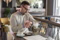 Man waiting for someone in restaurant Royalty Free Stock Photo