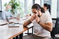 Man sitting saparately at the table Royalty Free Stock Photo