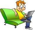 Man sitting on sofa with laptop Royalty Free Stock Photo