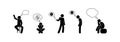 man sitting and talking, stick figure illustration of thought and word bubble, good us melting and depression symbol