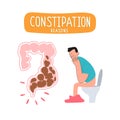 A man sitting on the toilet is constipated Royalty Free Stock Photo