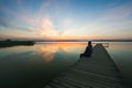 Wooden jetty on lake