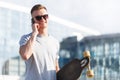Man with Skateboard Royalty Free Stock Photo