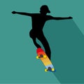 A man of a skateboarder doing an Extreme jump. Vector illustration for graphic design or surf skate content background