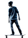 Man skateboarder skateboarding silhouette Royalty Free Stock Photo