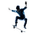 Man skateboarder skateboarding silhouette Royalty Free Stock Photo
