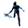 Man skateboarder skateboarding silhouette Royalty Free Stock Photo