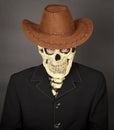 Man - skeleton in leather cowboy hat Royalty Free Stock Photo