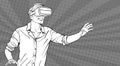 Man Sketch Wear Modern 3d Glasses Virtual Reality Concept Pop Art Style Background