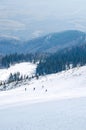 Man ski free ride downhill at winter season in shadow on beautiful sunny day Royalty Free Stock Photo