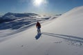 Man Ski touring in Norway fresh snow beautiful Royalty Free Stock Photo