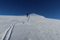 Man Ski touring in Norway fresh snow beautiful Royalty Free Stock Photo