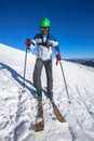 Man skier on a slope in the mountains