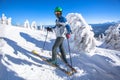 Man skier on a slope in the mountains