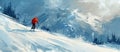 Man Skiing Down Snow Covered Slope Royalty Free Stock Photo