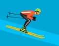 Man skiing downhill. Winter sport activity