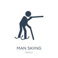 man skiing icon in trendy design style. man skiing icon isolated on white background. man skiing vector icon simple and modern Royalty Free Stock Photo