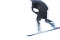 A man skiing snow board very fast. blurred picture. Royalty Free Stock Photo