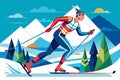 A man skillfully rides skis down a snow-covered slope in a dynamic motion, Para nordic skiing Customizable Disproportionate