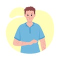 Man with skin rash semi flat color vector character