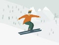 Man on skis in the mountains Human figure in motion Royalty Free Stock Photo