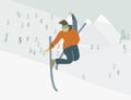 Man on skis in the mountains Human figure in motion Royalty Free Stock Photo