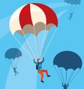 man skydiver in air with parachute open