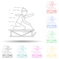 a man on a sledge multi color style icon. Simple thin line, outline vector of winter icons for ui and ux, website or mobile Royalty Free Stock Photo