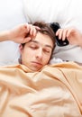 Man sleep with a Phone Royalty Free Stock Photo