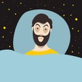 Man with sleep problems and insomnia symptoms. Flat illustration