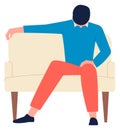 Man sleep in soft armchair. Tired person napping