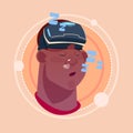 Man Sleeping African American Male Emoji Wearing 3d Virtual Glasses Emotion Icon Avatar Facial Expression Concept