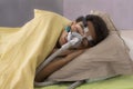 Man with sleeping apnea and CPAP machine Royalty Free Stock Photo