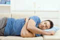 Man sleeping on couch Royalty Free Stock Photo