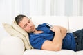 Man sleeping on couch Royalty Free Stock Photo