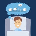 Man sleeping with sheep. Royalty Free Stock Photo