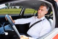 Man Sleeping While Driving Car Royalty Free Stock Photo