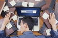 Man sleeping on laptop with www text Royalty Free Stock Photo