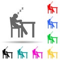 Man, sleeping multi color style icon. Simple glyph, flat vector of man sitting on icons for ui and ux, website or mobile