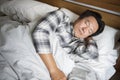 A man sleeping soundly on the bed Royalty Free Stock Photo