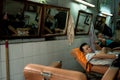 Man sleeps in barbershop