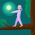 Man sleepwalker on tree cartoon vector